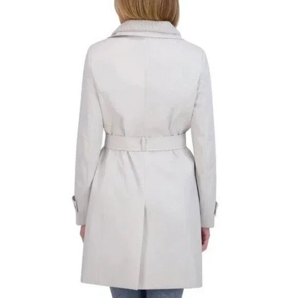 NEW Halston Women's M Gray Double-Breasted Belted Trench Coat Jck16 - Picture 3 of 12